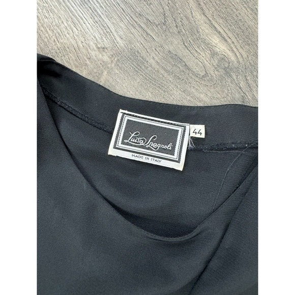 Luisa Spagnoli black Dress IT 44 Shoulder Pads Jewel Gatsby VTG - Picture 10 of 12